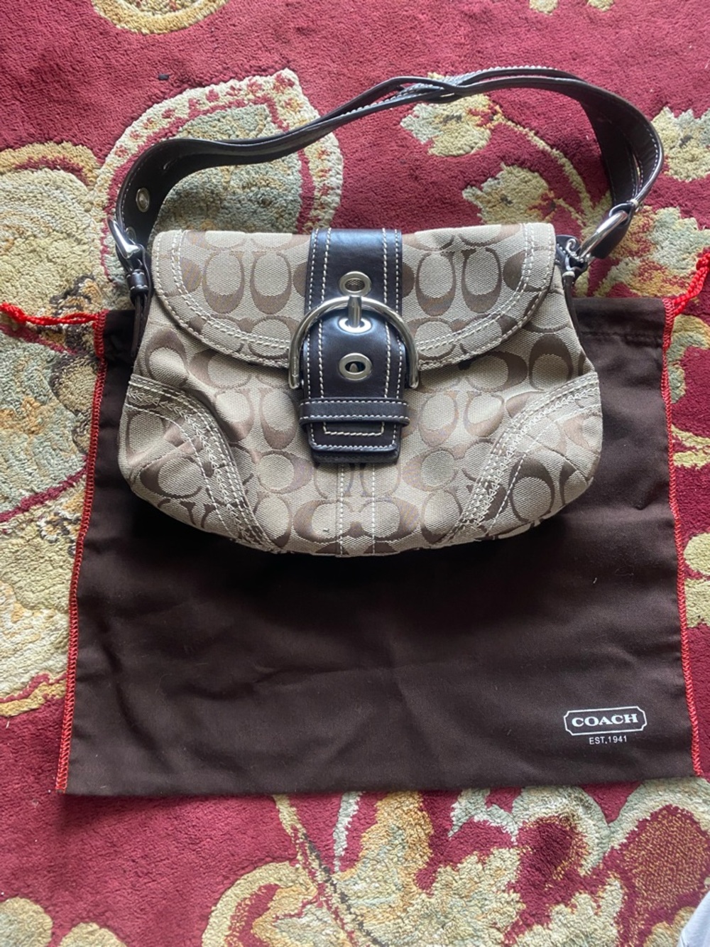 Coach signature canvas, shoulder, bag, brown, and tan Y2K style/vintage - Picture 2 of 8